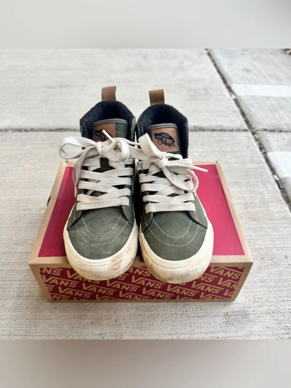 Kids Olive Green Elements High Top Vans